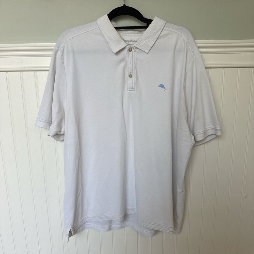 Tommy Bahama White Polo Shirt with Blue Logo